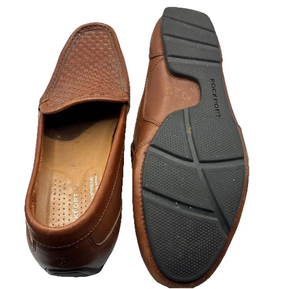 Rockport Brown Leather Driving Slip-on Loafers Men's Comfortable Cushion Shoes 9